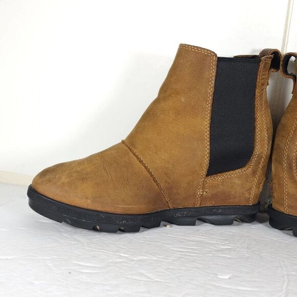 Sorel Women's Joan of Arctic II US7,5 Tan Leather Waterproof Wedge Chelsea Boot - Picture 7 of 13